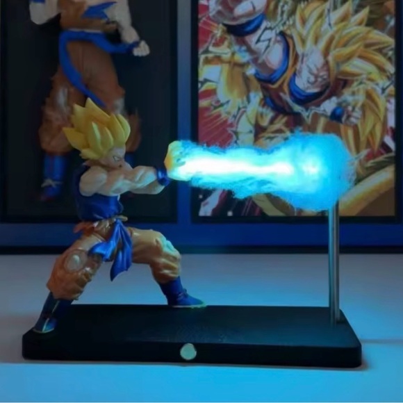 New Dragon Ball z super sayian goku kamehameha light up statue toy collectible